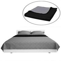 VidaXL Bedsprei gewatteerd dubbelzijdig 230x260 cm zwart/grijs - thumbnail