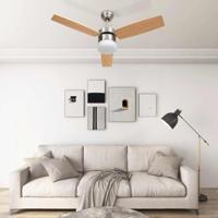 VidaXL Plafondventilator met lamp afstandsbediening 108 cm lichtbruin - thumbnail