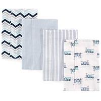 Luvable Friends Baby Layered Flannel Burp Cloth, Trains 4Pk, One Size - thumbnail