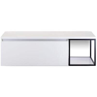Frozen Badmeubelset 140 cm - Greeplijst in Kleur - Zwart Frame - Wastafelbovenblad Wit Hoogglans