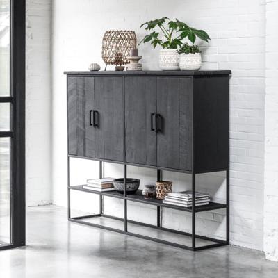 DTP Home Opbergkast 'Beam' Teakhout, 180 x 140cm, kleur Zwart DTP Home Opbergkast 'Beam' Teakhout, 180 x 140cm, kleur Zwart