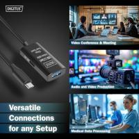 Digitus DA-73110 USB-kabel USB 3.2 Gen1, USB 3.2 Gen1, USB 3.0 USB-C, USB-C stekker, USB-A bus 5.00 m Zwart Actief met signaalversterking, Stekker past op - thumbnail