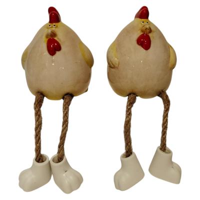 Kip met bungelbeentjes 6,5x7x7,8cm