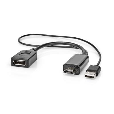 HDMI-Adapter | HDMI Connector | DisplayPort Male | Vernikkeld | Recht | PVC | Zwart | 1 Stuks | Polybag