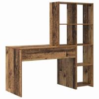 Bureau met plank Oud hout 138.5 x 55 x 143 cm Bewerkt hout - thumbnail