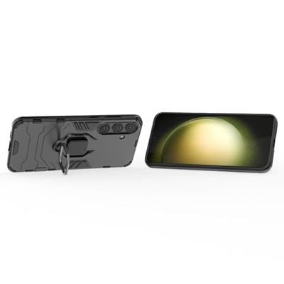 Lunso - Samsung Galaxy S24 Plus - Armor backcover hoes met ringhouder - Zwart Lunso - Samsung Galaxy S24 Plus - Armor backcover hoes met ringhouder - Zwart