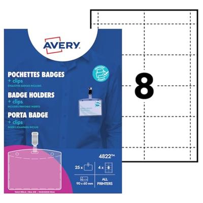 Avery-Zweckform 4822 Naamplaatje (b x h) 90 mm x 60 mm 25 stuk(s) Avery-Zweckform 4822 Naamplaatje (b x h) 90 mm x 60 mm 25 stuk(s)