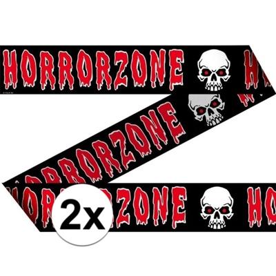 2x Markeerlinten Horror Zone - 15 Meter - Halloween/horror Thema Versiering - Afzetlinten 2x Markeerlinten Horror Zone - 15 Meter - Halloween/horror Thema Versiering - Afzetlinten