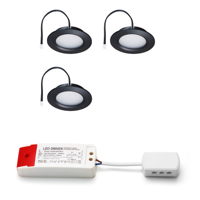 Set LED-inbouwspot Modena zwart 3W dimbaar 3-6 stuks - thumbnail