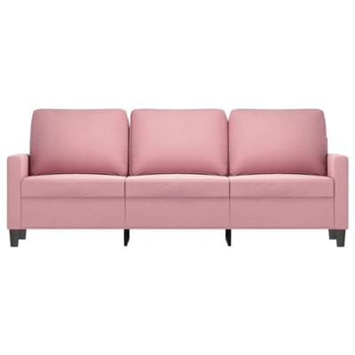Driezitsbank 180 cm fluweel roze