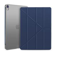 Multi-folding Shockproof TPU Protective Case for iPad Pro 12.9 inch (2018) with Holder & Sleep / Wake-up Function(Dark Blue) - thumbnail