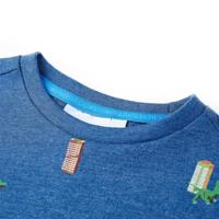 Kindershirt 140 gemleerd donkerblauw - thumbnail
