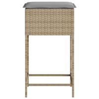 Tuinbarkrukken 2 st met kussens poly rattan beige - thumbnail