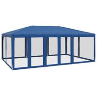 Partytent met 10 mesh zijwanden 6x4 m HDPE blauw - thumbnail