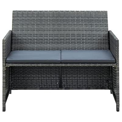 Tuinbank tweezits met kussens poly rattan grijs Tuinbank tweezits met kussens poly rattan grijs