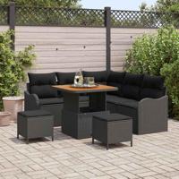 Tuinbankenset met kussen 8 pcs Zwart poly rattan - thumbnail