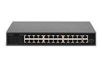 DIGITUS 26-poorts Fast Ethernet PoE netwerkswitch - 24x 100 Mbps RJ45 + 1x Gbps RJ45 combo + 1x SFP-poort - 19 inch - 185W PoE budget - 10/100 Mbps - thumbnail