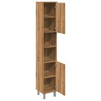 Badkamerkast 30x30x179 cm bewerkt hout artisanaal eikenkleurig - thumbnail