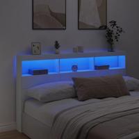 Hoofdbordkast met LED-verlichting 180x17x102 cm wit - thumbnail