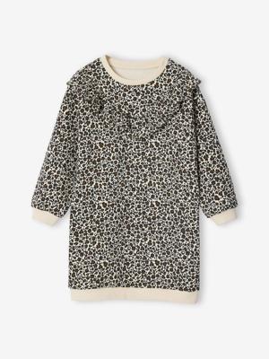 Jurk van sweaterstof met ruches voor meisjes vanille Jurk van sweaterstof met ruches voor meisjes vanille