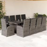 11-delige Tuinset met kussens poly rattan grijs - thumbnail