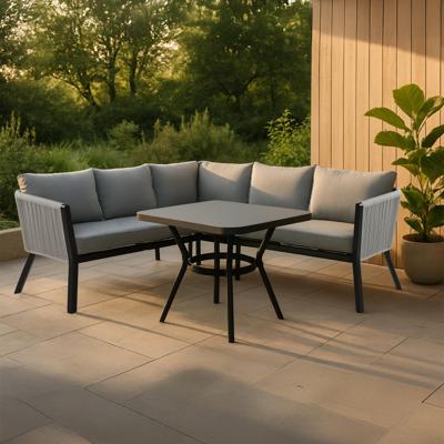 Nohr Loungeset 'Sauel' Met hoekbank en tafel, kleur Grijs/Zwart