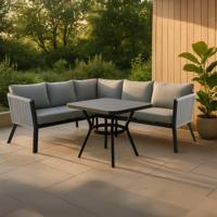 Nohr Loungeset 'Sauel' Met hoekbank en tafel, kleur Grijs/Zwart - thumbnail