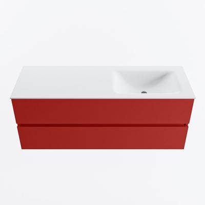 MONDIAZ VICA 130cm badmeubel onderkast Fire 2 lades. Wastafel CLOUD rechts zonder kraangat, kleur Talc.