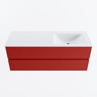 MONDIAZ VICA 130cm badmeubel onderkast Fire 2 lades. Wastafel CLOUD rechts zonder kraangat, kleur Talc. - thumbnail