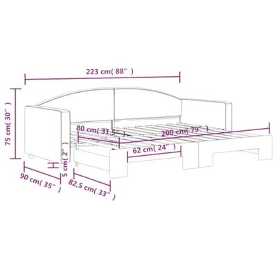 Slaapbank met onderschuifbed 80x200 cm stof zwart
