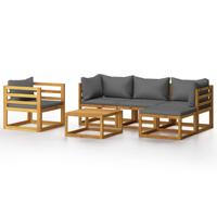 6-delige Loungeset met kussens massief acaciahout - thumbnail