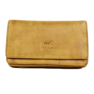 Bear Design Dames Portemonnee met Overslag Cow Lavato Oker Geel