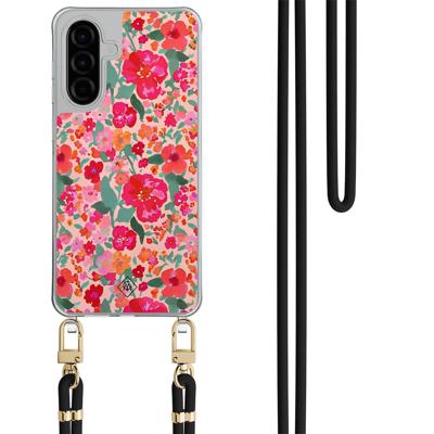 Samsung Galaxy A57 hoesje met zwart koord - Multi flowers