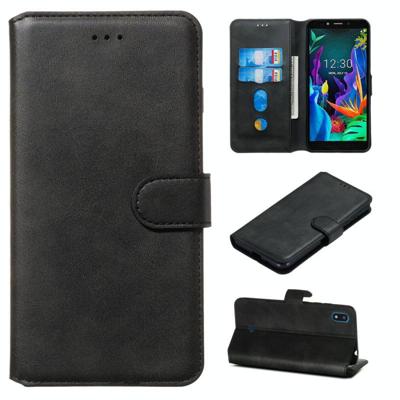Voor LG K20 (2019) Classic Calf Texture Horizontal Flip PU Leather Case met Holder & Card Slots & Wallet(Black)