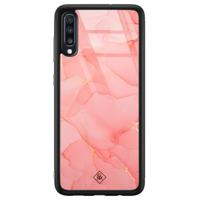 Samsung Galaxy A50 glazen hardcase - Marmer roze - thumbnail