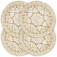 VidaXL Placemats 4 st rond 38 cm jute wit - thumbnail