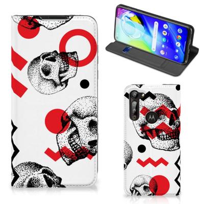 Mobiel BookCase Motorola Moto G8 Power Skull Red Mobiel BookCase Motorola Moto G8 Power Skull Red