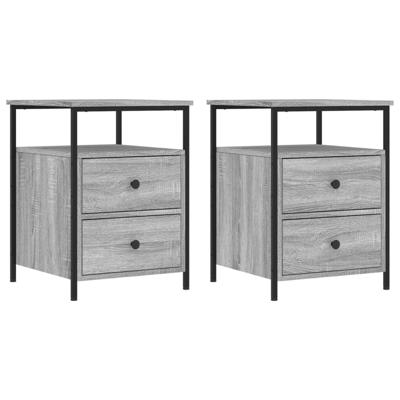 Nachtkastjes 2 st 44x45x60 cm bewerkt hout grijs sonoma eiken