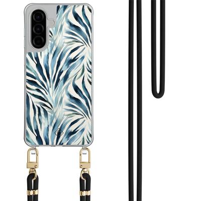Samsung Galaxy A36 hoesje met donkerblauw koord - Japandi waves