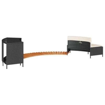 VidaXL Hottub-ombouw poly rattan en massief acaciahout zwart