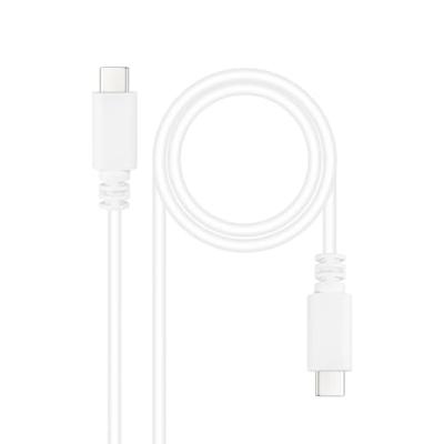 NANOCABLE 10.01.2301-W - USB-C naar USB-C 3A kabel, voor mobiele telefoons, tablets, laptops enz. USB 2.0, laadt tot 3 ampère, mannelijk-mannelijk, wit, 1 meter