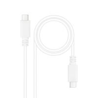 NANOCABLE 10.01.2301-W - USB-C naar USB-C 3A kabel, voor mobiele telefoons, tablets, laptops enz. USB 2.0, laadt tot 3 ampère, mannelijk-mannelijk, wit, 1 meter - thumbnail