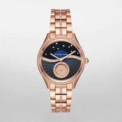 Michael Kors Lauryn Rosegoudkleurig horloge met drie wijzers MK3723 Michael Kors Lauryn Rosegoudkleurig horloge met drie wijzers MK3723