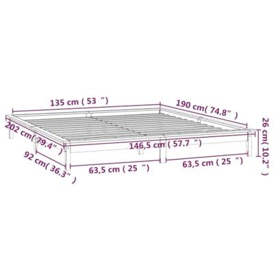 Bedframe LED massief hout wit 135x190 cm