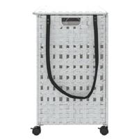 VidaXL Wasmand op wielen 66x35x60 cm rattan wit - thumbnail