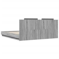 Bedframe met hoofdeinde bewerkt hout grijs sonoma 200x200 cm - thumbnail