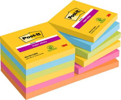 Post-It Super Sticky Notes Carnival, 90 vel, ft 76 x 76 mm, pak van 12 blokken