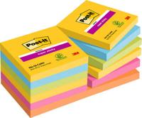 Post-It Super Sticky Notes Carnival, 90 vel, ft 76 x 76 mm, pak van 12 blokken - thumbnail