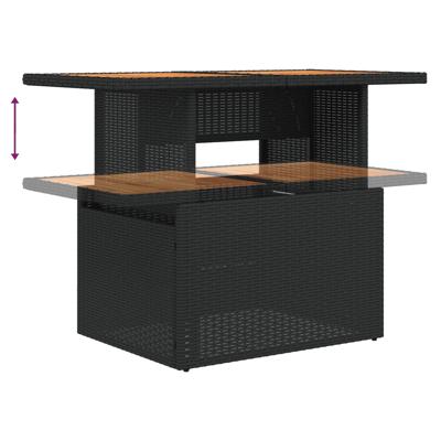8-delige Loungeset met kussens poly rattan zwart