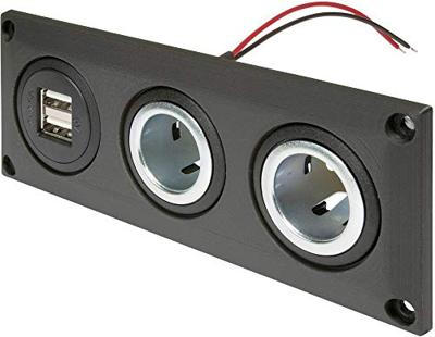 ProCar Einbausteckdose mit USB-A Doppelsteckdose + 2 Powersteckdosen Inbouwdoos met USB-A dubbele stekkerdoos + 2 powercontactdozen Stroombelasting (max.): 20 ProCar Einbausteckdose mit USB-A Doppelsteckdose + 2 Powersteckdosen Inbouwdoos met USB-A dubbele stekkerdoos + 2 powercontactdozen Stroombelasting (max.): 20
